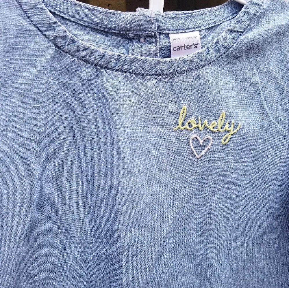 Carters top buttons embroidered